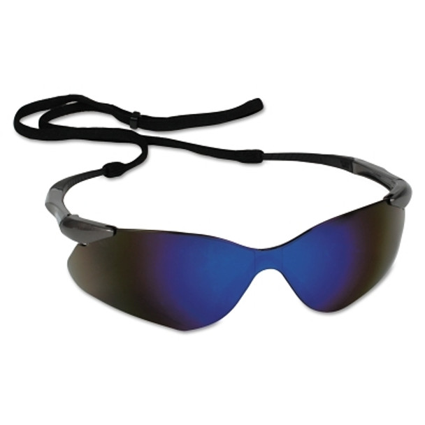 V30 Nemesis VL Safety Glasses, Blue Mirror, Polycarbonate Lens, Anti-Fog, Gunmetal No Brow Frame, Nylon (1 PR / PR)