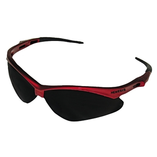 V30 Nemesis Safety Glasses, Smoke, Polycarbonate Lens, Anti-Fog, Red Frame/Temples, Nylon (1 PR / PR)