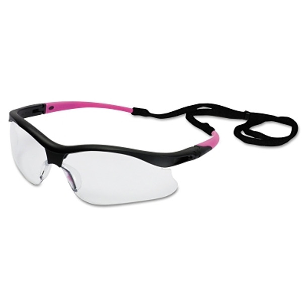 V30 Nemesis Safety Glasses, Clear, Polycarbonate Lens, Anti-Fog, Black Frame/Pink Temples, Nylon, Small (12 EA / CA)