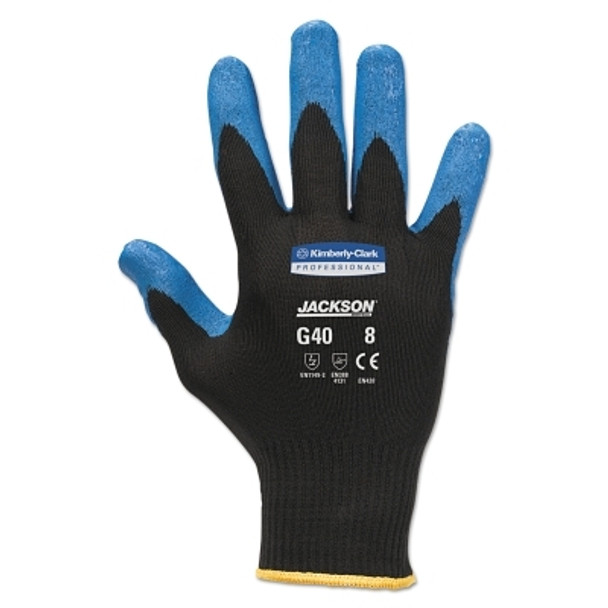 G40 Nitrile Foam Coated Gloves, 15 ga, Seamless Nylon Knit, Size 9, Black/Blue (12 PR / DZ)