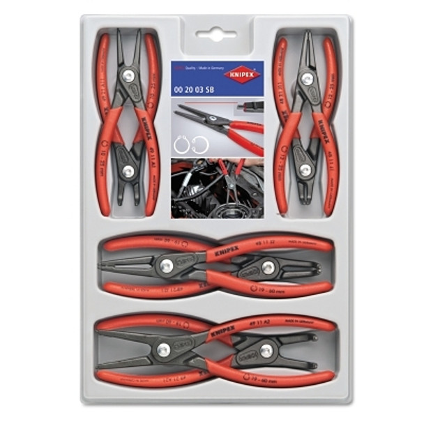 SB Precision Circlip Snap Ring Pliers Sets, Straight; Bent Tips, 8 Piece (1 ST / ST)