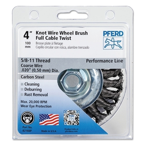 Advance Brush Full Cable Twist Knot Wheel, 4 in D, .02 in Carbon Steel Wire, 20,000 rpm (1 EA / EA)