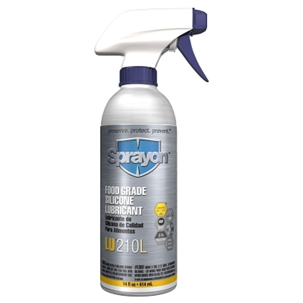 Sprayon LU210 Food Grade Silicone Lubricant, 14 fl oz, 16 oz Container, Liqui-Sol Trigger Spray Bottle (12 EA / CA)