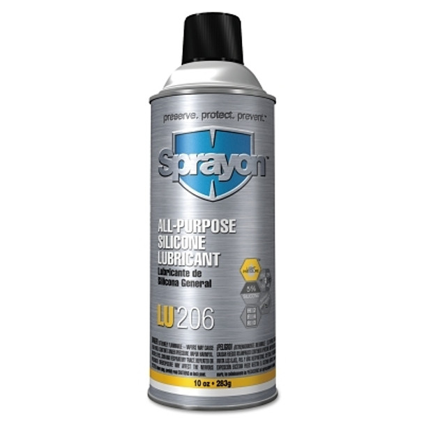 Sprayon LU206 All-Purpose Silicone Lubricant, 10 oz, Aerosol Can with Spray Anyway Nozzle (12 CAN / CS)