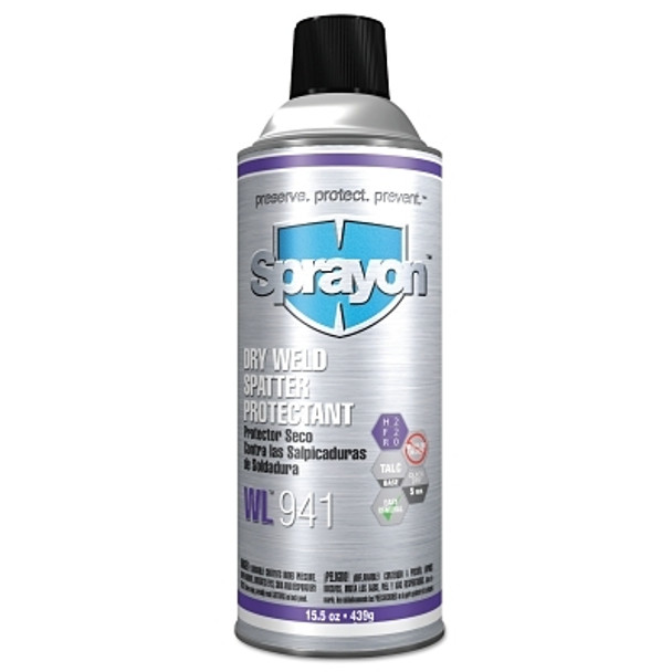 Sprayon Dry Weld Spatter Protectants, 15.5 oz Aerosol Can, Powder Spray, White (12 EA / CA)
