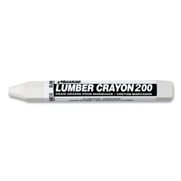 Markal #200 Lumber Crayon, 1/2 in dia x 4-5/8 in L, White (12 EA / DZ)