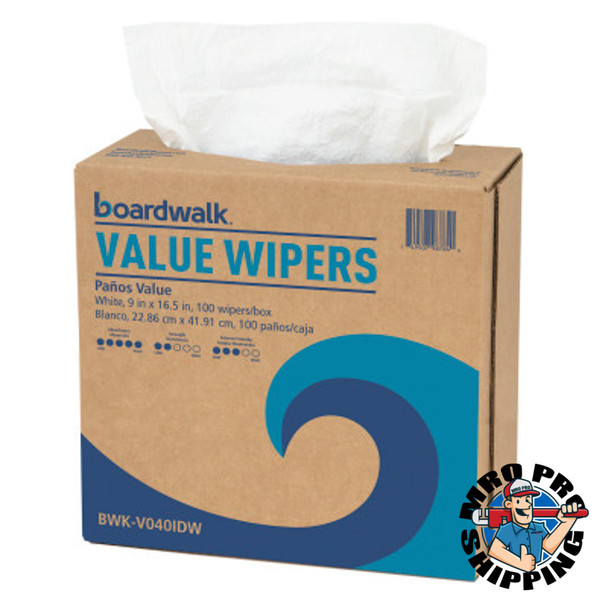 Boardwalk DRC Wipers, White, 9 x 16 1/2, 9 Dispensers of 100 (1 CT/PK)