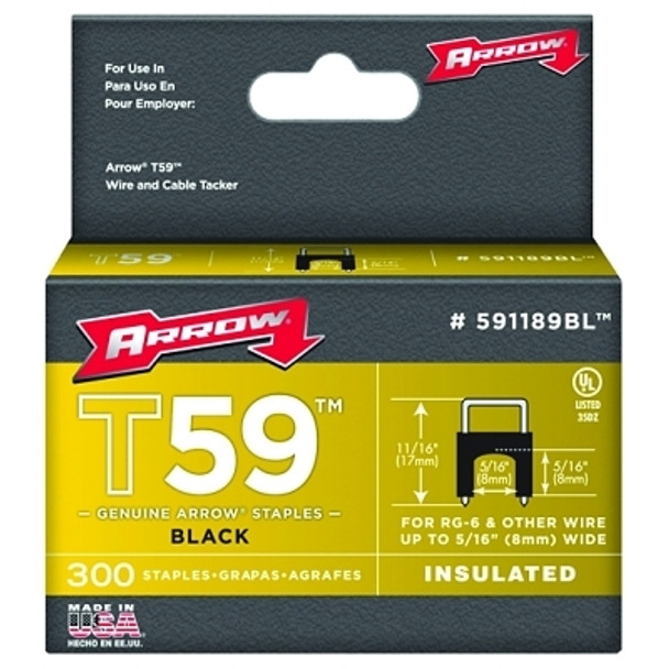 Arrow Fastener T59 Type Staples, 5/16 in L x 5/16 in W, Black (1 BOX / BOX)