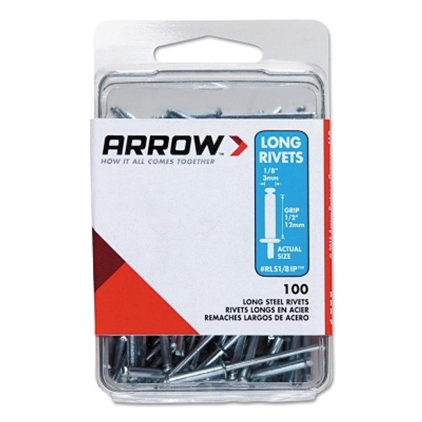 Arrow Fastener Steel Rivets, 1.29 x 1/8, Long (10 PK / CA)