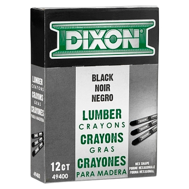 Dixon Ticonderoga Lumber Crayon, 1/2 in dia x 4-1/2 in L, Carbon Black (12 MKR / DOZ)