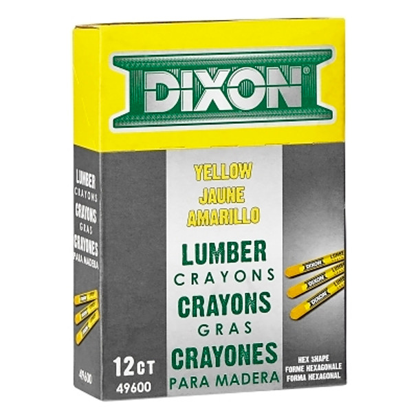Dixon Ticonderoga Lumber Crayon, 1/2 in dia x 4-1/2 in L, Yellow (12 MKR / DOZ)