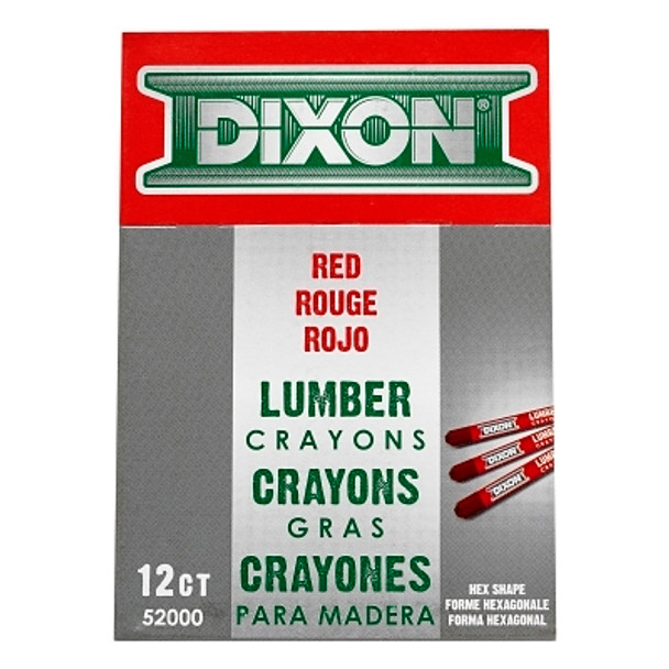 Dixon Ticonderoga Lumber Crayon, 1/2 in dia X 4-1/2 in L, Red (12 MKR / DOZ)