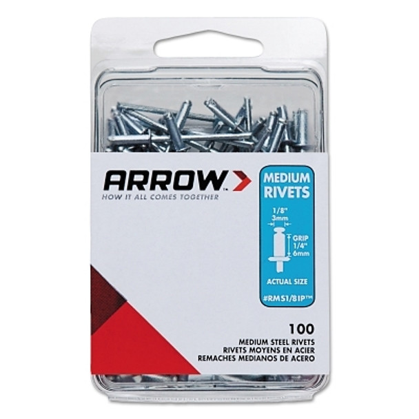 Arrow Fastener Steel Rivets, 1.29 x 1/8, Medium (1 PK / PK)