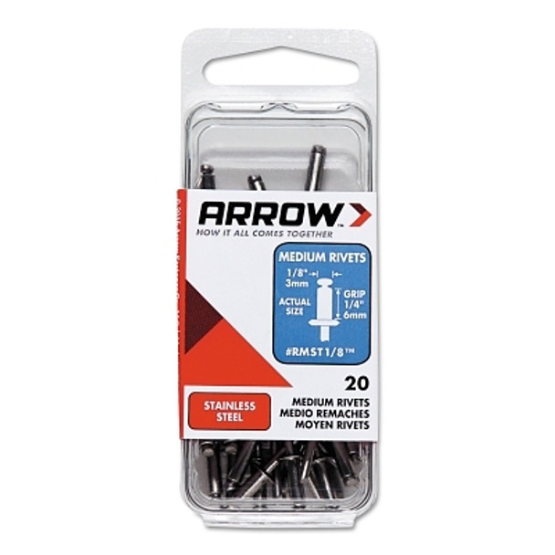 Arrow Fastener Stainless Steel Rivets, 1/4 x 1/8, Medium (1 PK / PK)