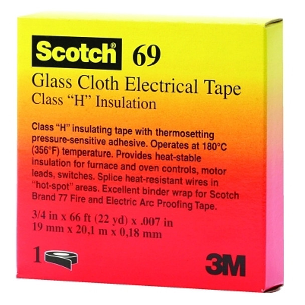 3M Scotch Glass Cloth Electrical Tapes 69, 1/2 in x 66 ft, White (1 RL / RL)