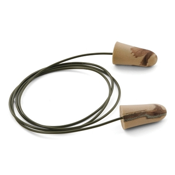 Camo Plugs Disposable Earplugs, Foam, Brown/Tan/Green, Corded (100 PR / BX)