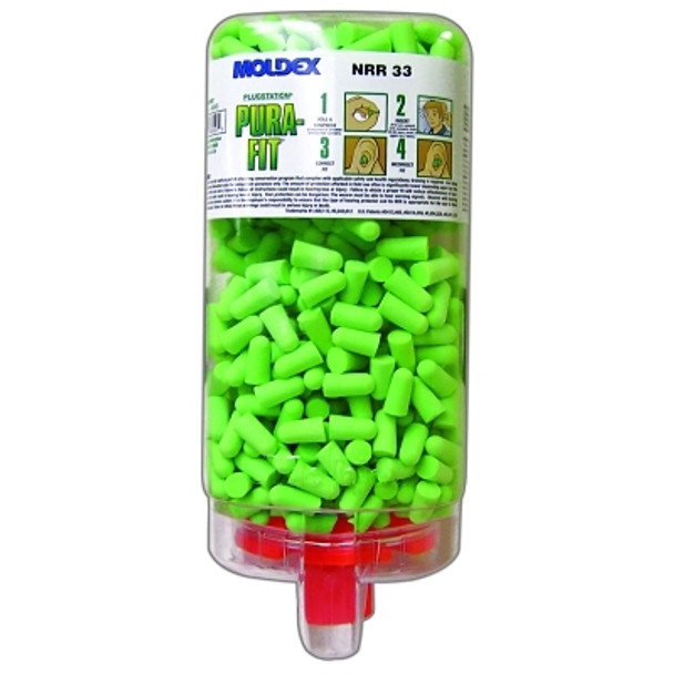 PlugStation Earplug Dispenser, Disposable Plastic Bottle, Foam Earplugs, Bright Green, Pura-Fit (500 PR / DI)