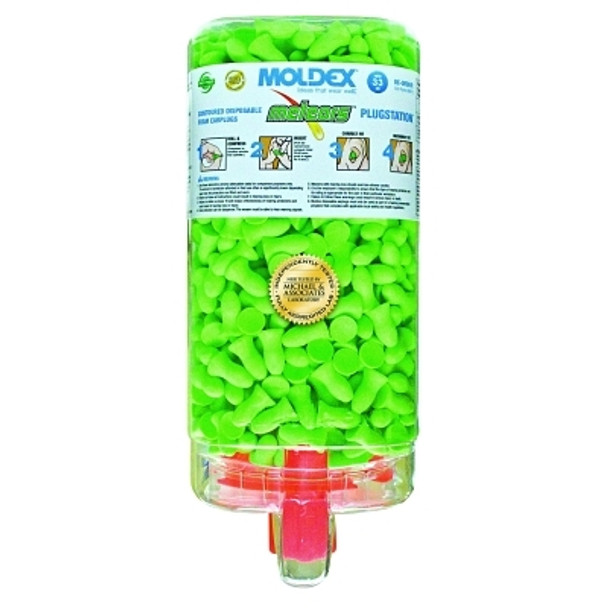 PlugStation Earplug Dispenser, Disposable Plastic Bottle, Foam Earplugs, Bright Green, Meteors (1 DI / DI)