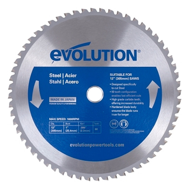 Evolution TCT Metal-Cutting Blade, 12 in, 1 in Arbor, 1600 rpm, 60 Teeth (1 EA / EA)