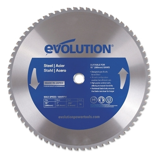 Evolution Industrial Saw Blade, 15 in, 1 in Arbor, 1600 rpm, 70 Teeth (1 EA / EA)