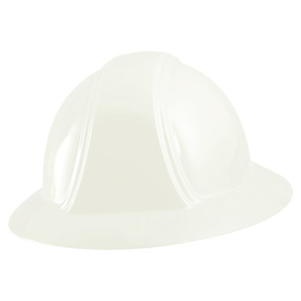 Full Brim Hard Hats, Ratchet Suspension, White (1 EA)