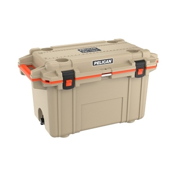 Pelican 70QT Elite Coolers, 72.42 qt, 20.3 in x 36 in x 21 in, Tan/Orange (1 EA / EA)