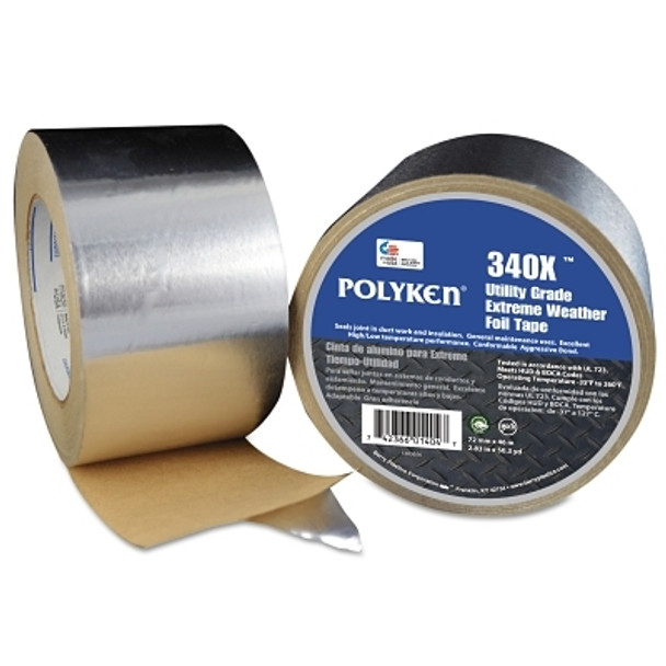 Polyken 340X Utility Extreme Weather Foil Tape, 72 mm X 46 m, 3 mil, Aluminum (1 RL / RL)