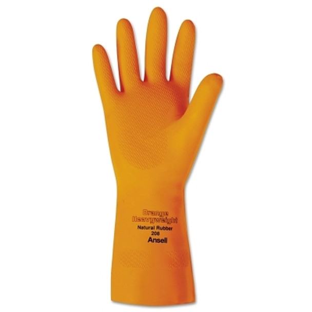 Heavyweight Natural Rubber Latex Gloves, Size 10, Citrus Orange (12 PR / DZ)