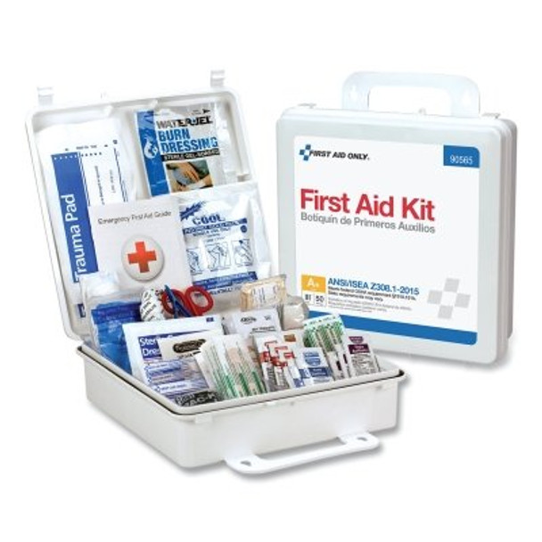 50 Person Bulk Plastic First Aid Kit, Weatherproof, Wall Mount, Carry Handle (1 EA)