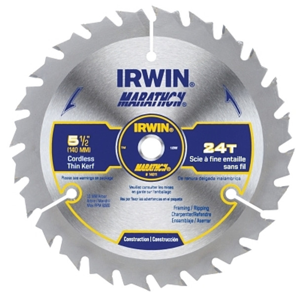 Irwin Marathon Cordless Circular Saw Blades, 5 1/2 in, 24 Teeth (5 EA / CTN)