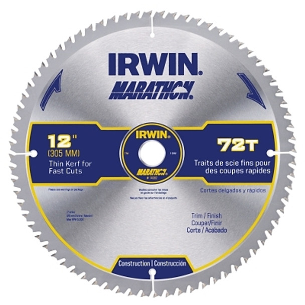 Irwin Marathon Miter/Table Saw Blades, 12 in, 72 Teeth (1 EA / EA)