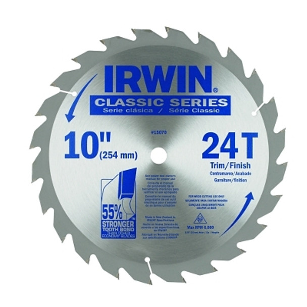 Irwin Carbide-Tipped Circular Saw Blades, 10 in, 24 Teeth (5 EA / BOX)