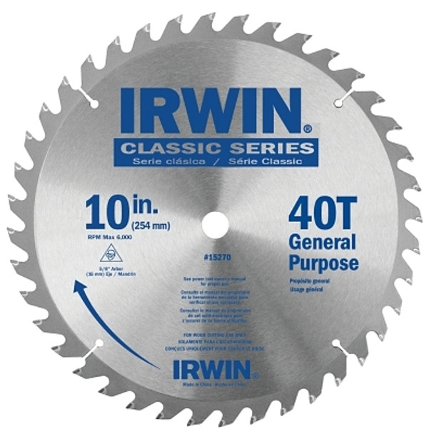 Irwin Carbide-Tipped Circular Saw Blades, 10 in, 40 Teeth (5 EA / BOX)