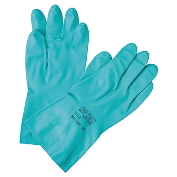 AlphaTec Solvex Nitrile Gloves, Gauntlet Cuff, Cotton Flock Lined, Size 10, Green, 15 mil (12 PR / DZ)