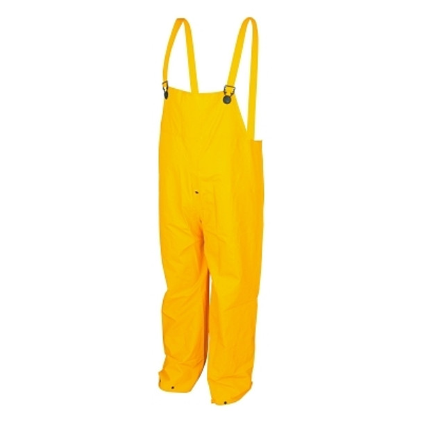 200BP Classic Series Yellow Rain Pants Bib Overall Style with Fly Front, 0.35 mm, PVC/Polyester, Large (1 EA)