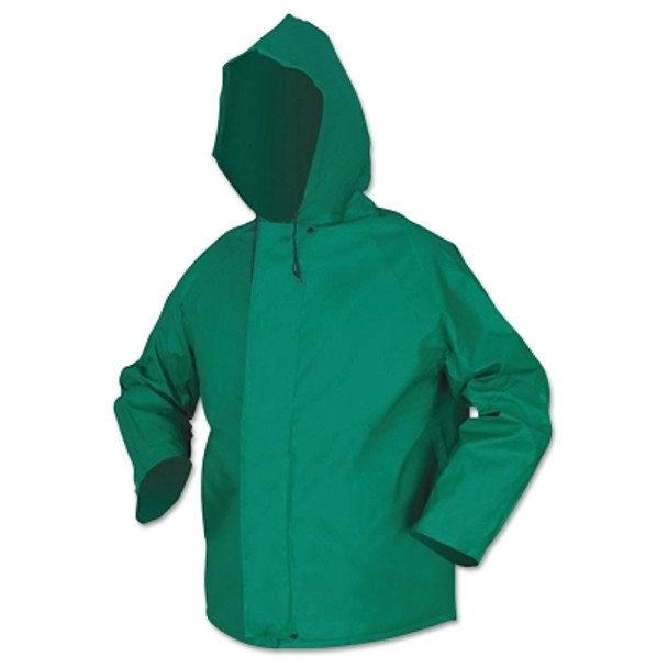 388JH Dominator Hooded Rain Jacket, 0.42 mm, PVC/Hi-tensile Poly/PVC, Green, Large (1 EA)