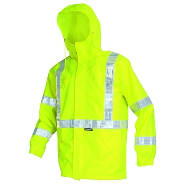 598RJH Luminator Class 3 Breathable Rain Jacket, Poly/PU, Fluorescent Lime, Medium (1 EA)