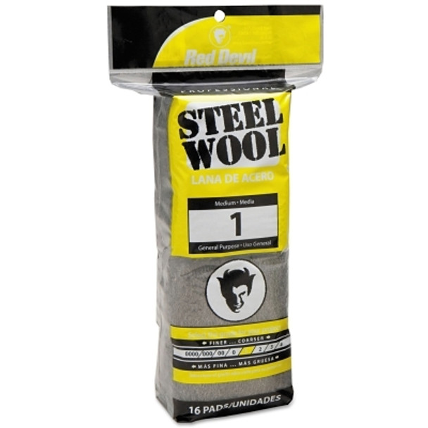 Red Devil Steel Wool, Medium, #1 (16 EA / PK)