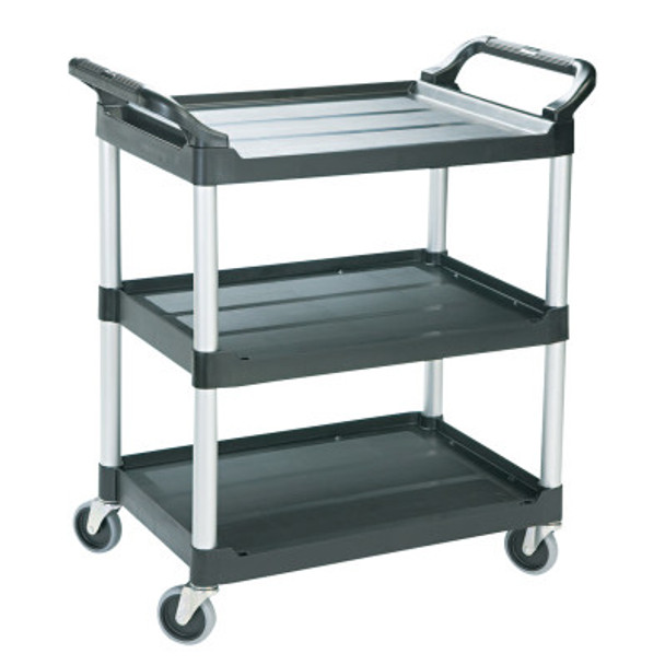 RUBBERMAID COMMERCIAL PROD. Economy Plastic Cart, Three-Shelf, 18-5/8w x 33-5/8d x 37-3/4h, Black (1 EA/PK)