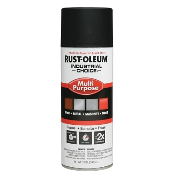 Rust-Oleum Industrial Choice 1600 System Enamel Aerosols, 12 oz, Semi-Flat Black (6 CAN / CS)
