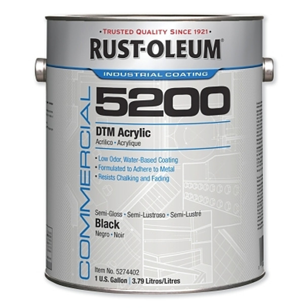 Rust-Oleum Commercial 5200 System DTM Acrylics, Black, Semi-Gloss (2 CN / CA)