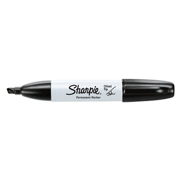 Sharpie Chisel Point Permanent Marker,Black, 5.3 mm (12 EA / BX)