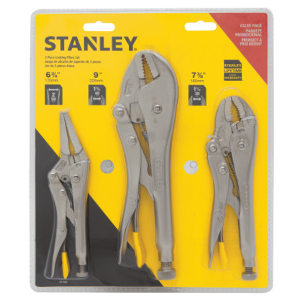 3 pc Locking Plier Sets, Long Nose/Curved Jaw/Straight Jaw (2 ST / CT)