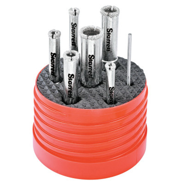 7 Piece Diamond Tile HoleSaw Kit, 3/16 in - 1/2 in Cut Diam (1 EA)