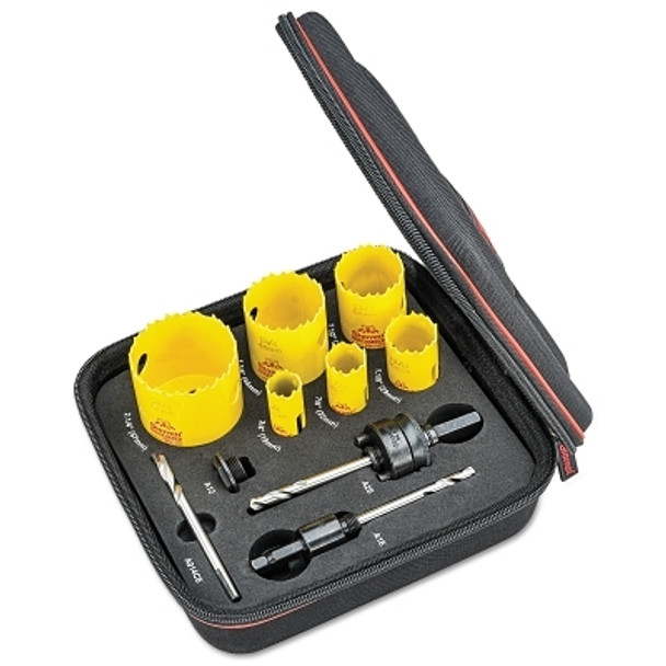 L.S. Starrett Deep Cut Plumbers Holesaw Kit, 3/4 in - 2 1/4 in Cut Diam (1 EA / EA)