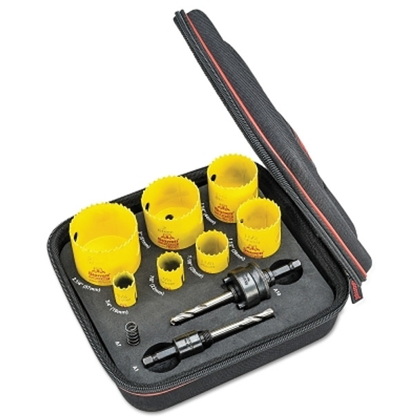 L.S. Starrett Fast Cut Plumbers Holesaw Kits, 3/4 in - 2 1/4 in Cut Diam (1 EA / EA)