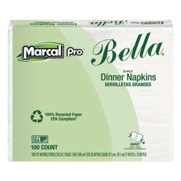 100% Premium Recycled Bella Dinner Napkins, 15 x 17, White (1 CT / CT)