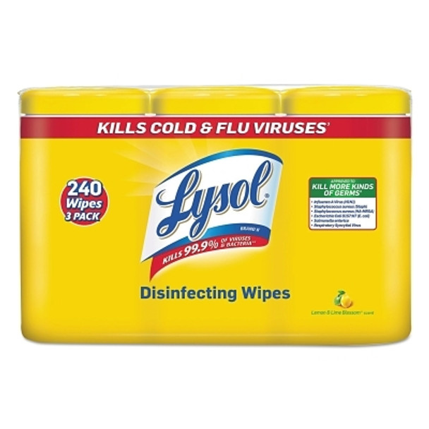 LYSOL Brand Disinfecting Wipes, 7 x 8, Lemon and Lime Blossom, 80/Canister (1 PK / PK)