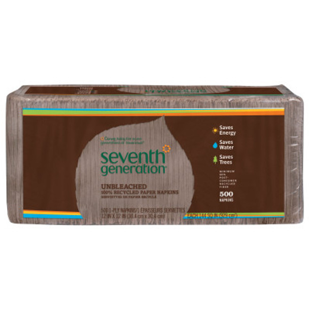SEVENTH GENERATION 100% Recycled Napkins, 1-Ply, 12 x 12, Unbleached (12 PK/EA)