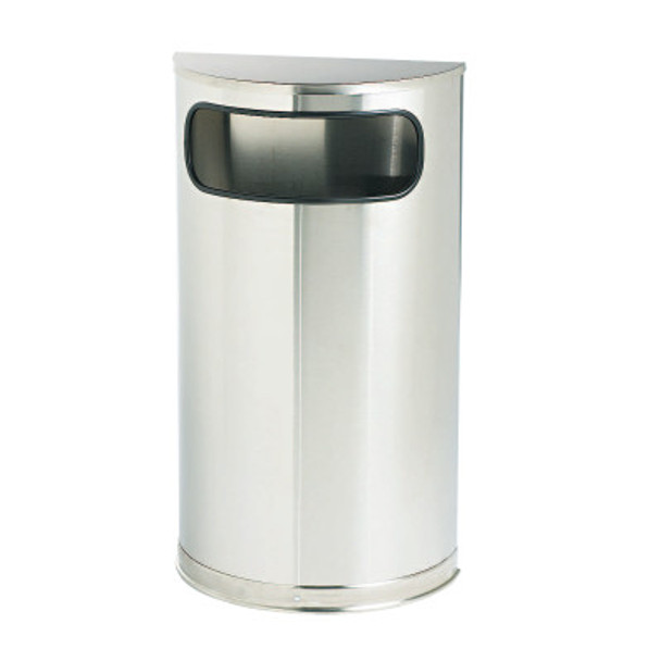 Newell Rubbermaid European & Metallic Series Receptacle, Half-Round, 9gal, Satin Stainless (1 EA/EA)